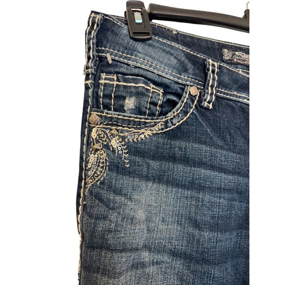 Silver Jeans Suki Womens Bootcut Denim Jeans W29/L32 Distressed Blue Western Sty - Picture 5 of 11